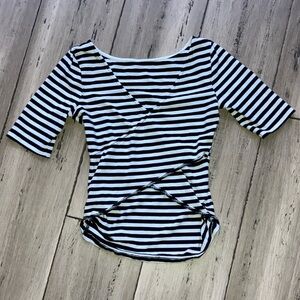 Guess Original 90’s Striped Black White Wrap Crop Top S